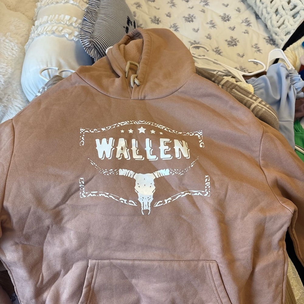Brown Wallen Hoodie with White Graphic